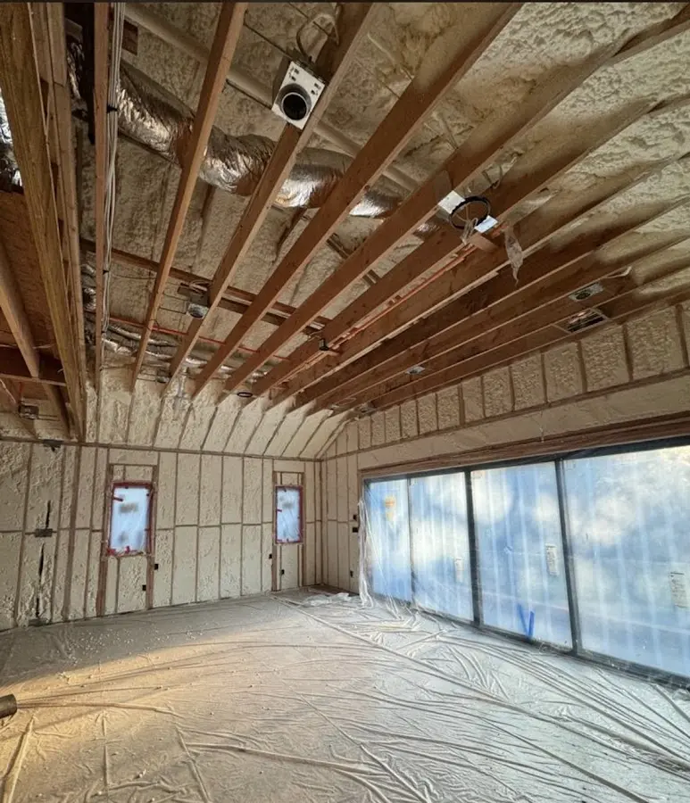 Interior walls and ceiling insulated with spray foam during new construction in Apopka